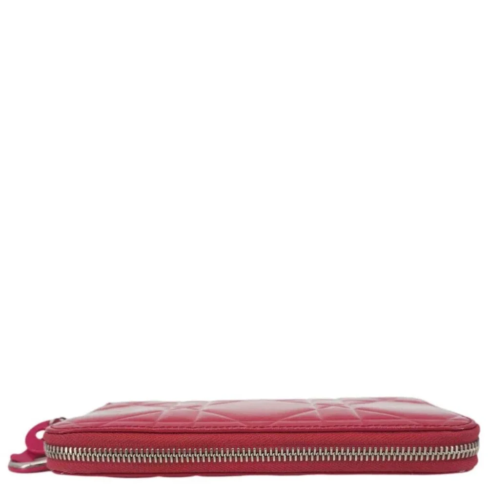 Christian Dior Lady Dior Patent Leather Zippy Wallet Red